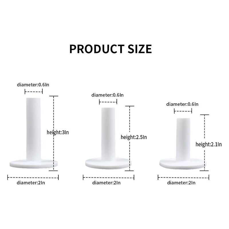 Scott Edward Golf Practice Rubber Tee for Practice Mat, 3 Pieces Different Sizes Packed, 75mm, 65mm, 54mm (White) - Image 2